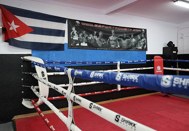 Detalle del ring de combate de esport rogent el gimnasio de xavi moya